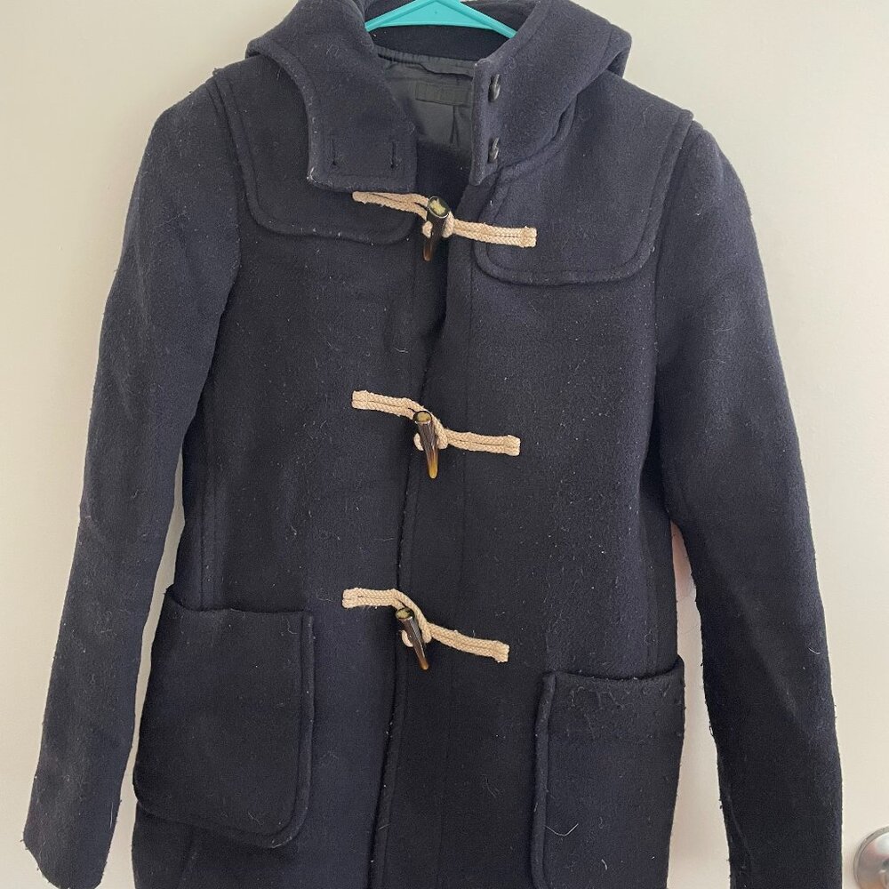 Vintage Uniqlo Japan wool duffle coat in navy blue size Small